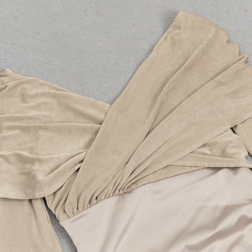 AIIZIE LONG SLEEVE DRAPED MAXI DRESS NUDE - product image