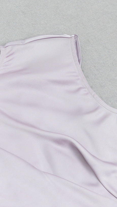 ABITO MIDI DRAPPEGGIATO IN SETA LAVANDA