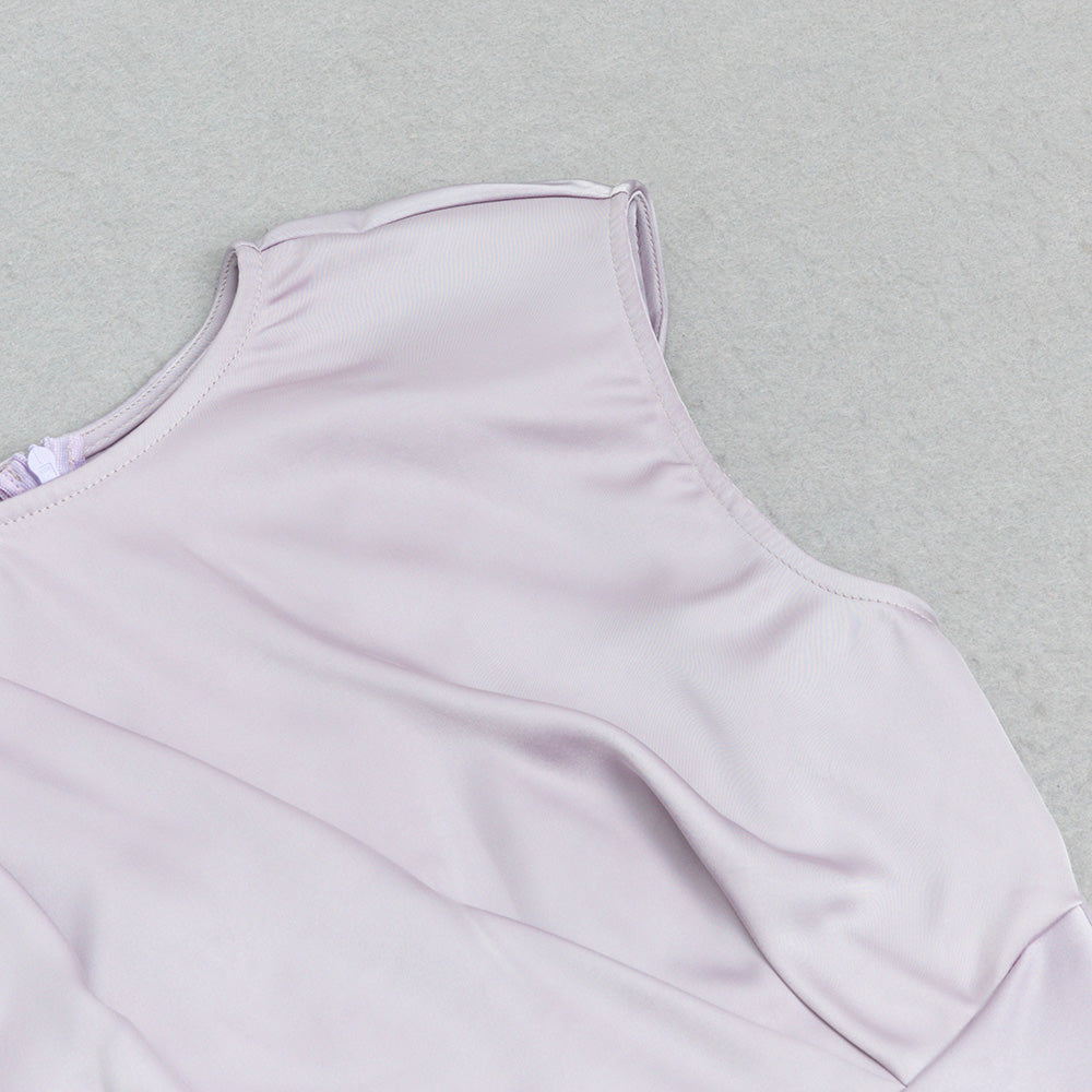 AIIZIE DRAPED MIDI SILK DRESS LAVENDER - product image