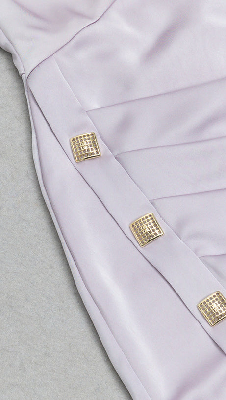 ABITO MIDI DRAPPEGGIATO IN SETA LAVANDA