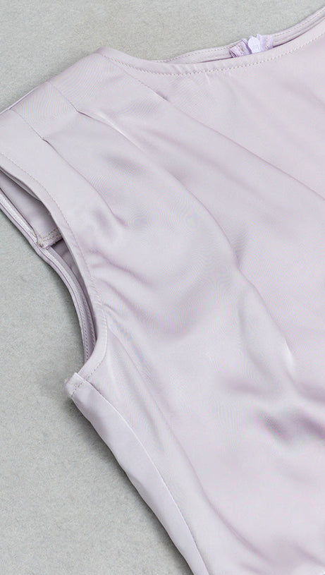 ABITO MIDI DRAPPEGGIATO IN SETA LAVANDA