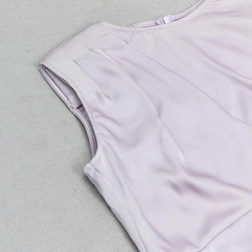 AIIZIE DRAPED MIDI SILK DRESS LAVENDER - product image