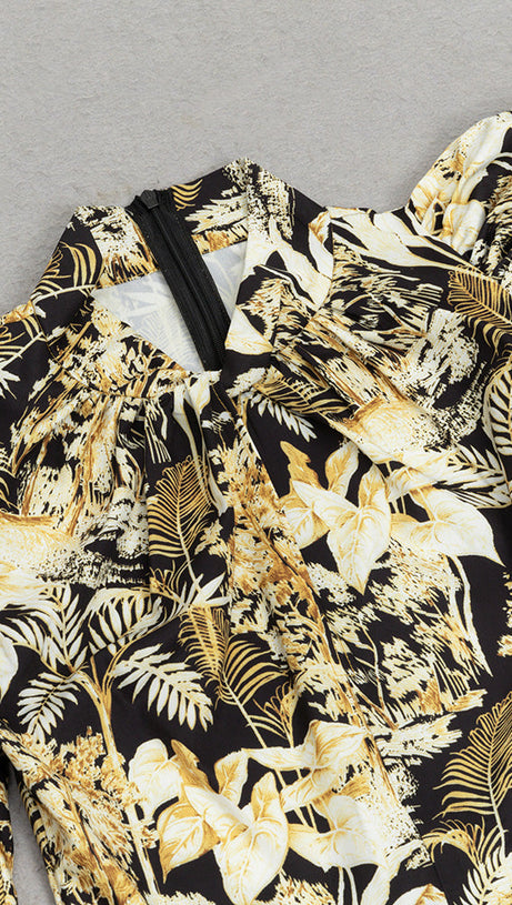 TROPICAL PRINT ASYMMETRICAL HEM DRESS