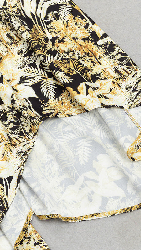 TROPICAL PRINT ASYMMETRICAL HEM DRESS