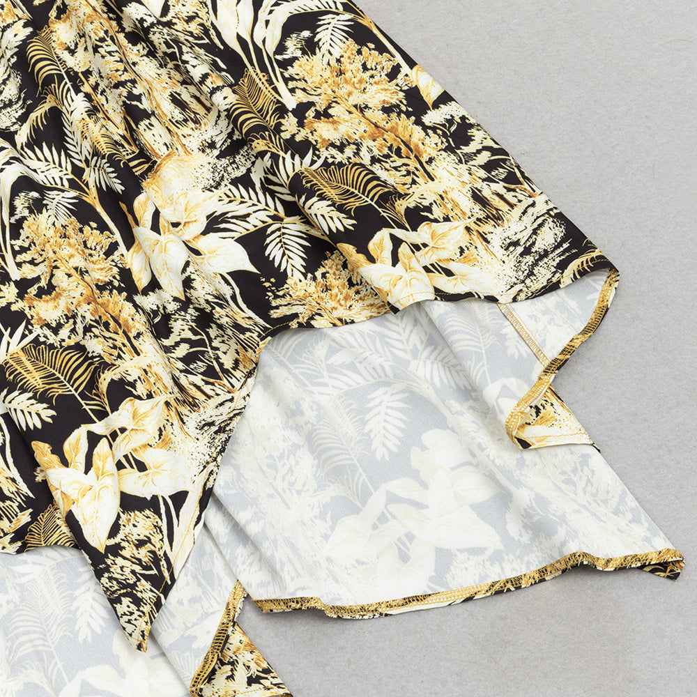 Kleid mit tropischem Print und asymmetrischem Saum 