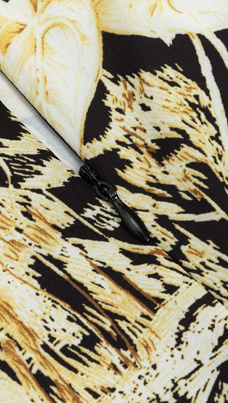 TROPICAL PRINT ASYMMETRICAL HEM DRESS