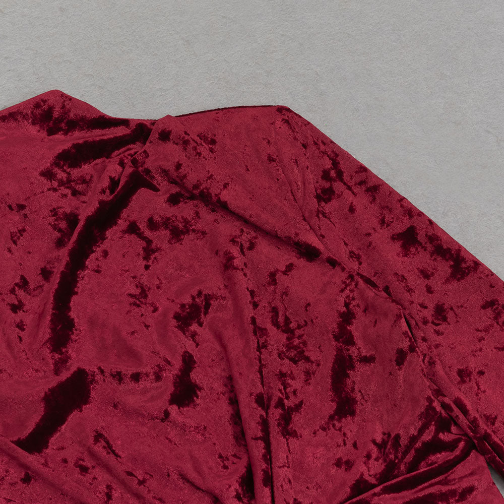 AIIZIE VELVET LONG SLEEVE HOLLOW WAIST MAXI DRESS - product image