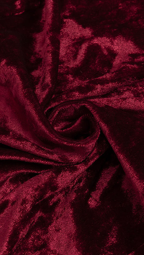 VELVET HIGH NECK HOLLOW WAIST MAXI DRESS IN BURGUNDY