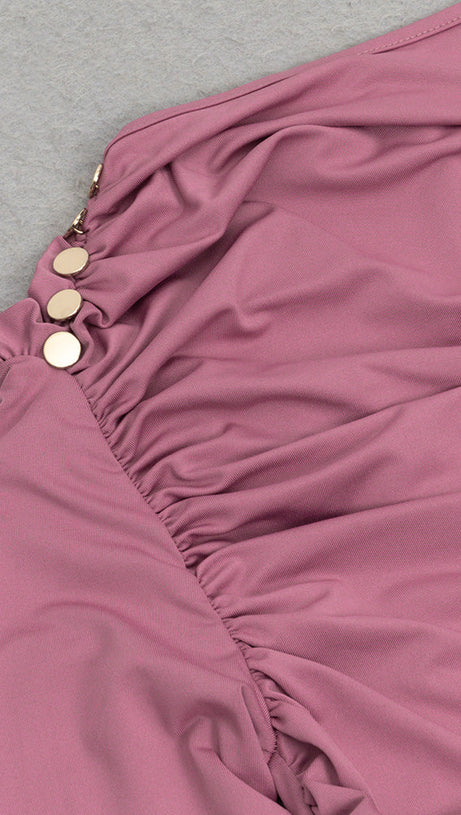 MAXI ABITO FLUO CON RUCHES MANICHE LUNGHE 