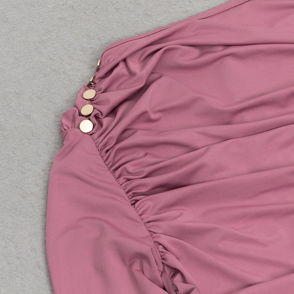 LANGÄRMELIGES, FLIEßENDES MAXIKLEID MIT RÜSCHEN 