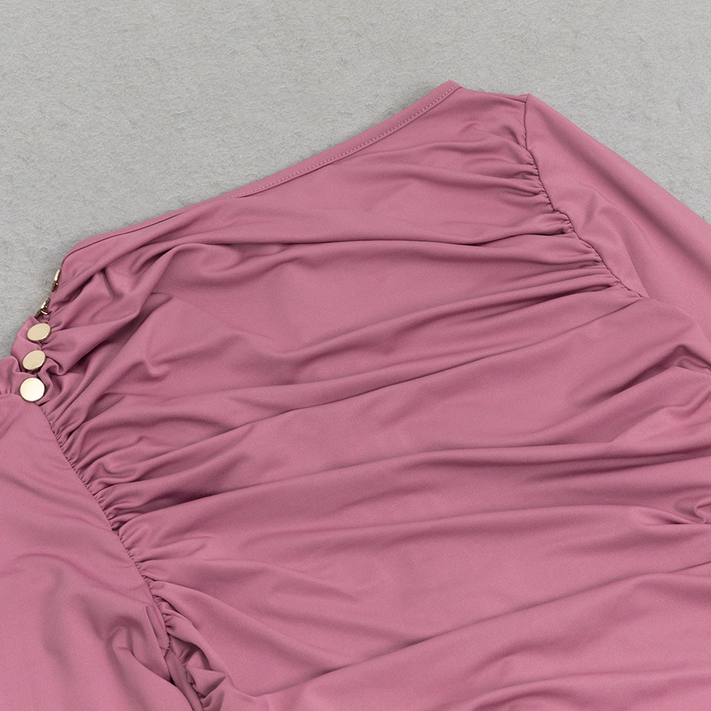 LANGÄRMELIGES, FLIEßENDES MAXIKLEID MIT RÜSCHEN 