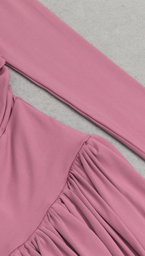 MAXI ABITO FLUO CON RUCHES MANICHE LUNGHE 