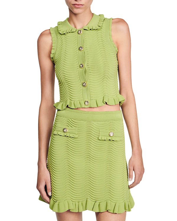 ALINA KNIT MINI SKIRT IN OLIVE GREEN