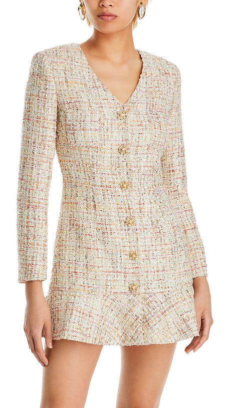 EARTHA MEHRFARBIGES MINIKLEID MIT PERLENKNÖPFEN