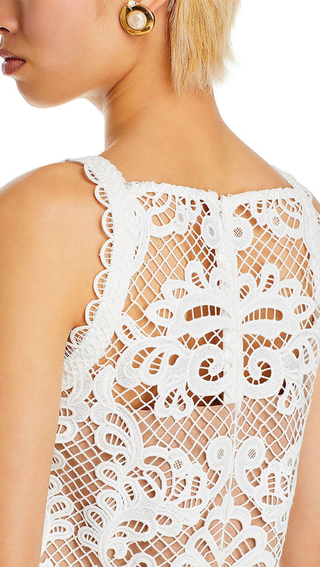 ODELETTE WHITE GUIPURE LACE MINI DRESS