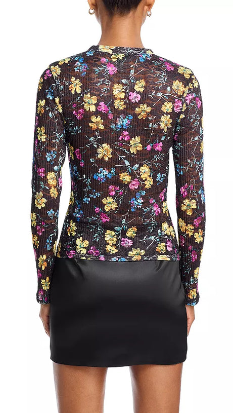 FLORAL PUCKERED LACE TOP