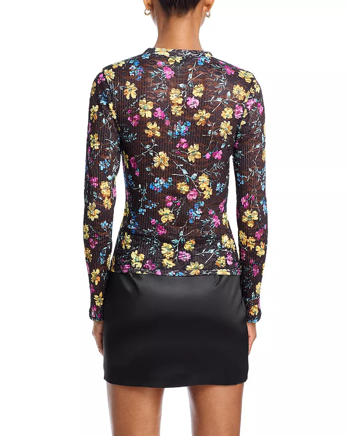 AIIZIE FLORAL PUCKERED LACE TOP - product image