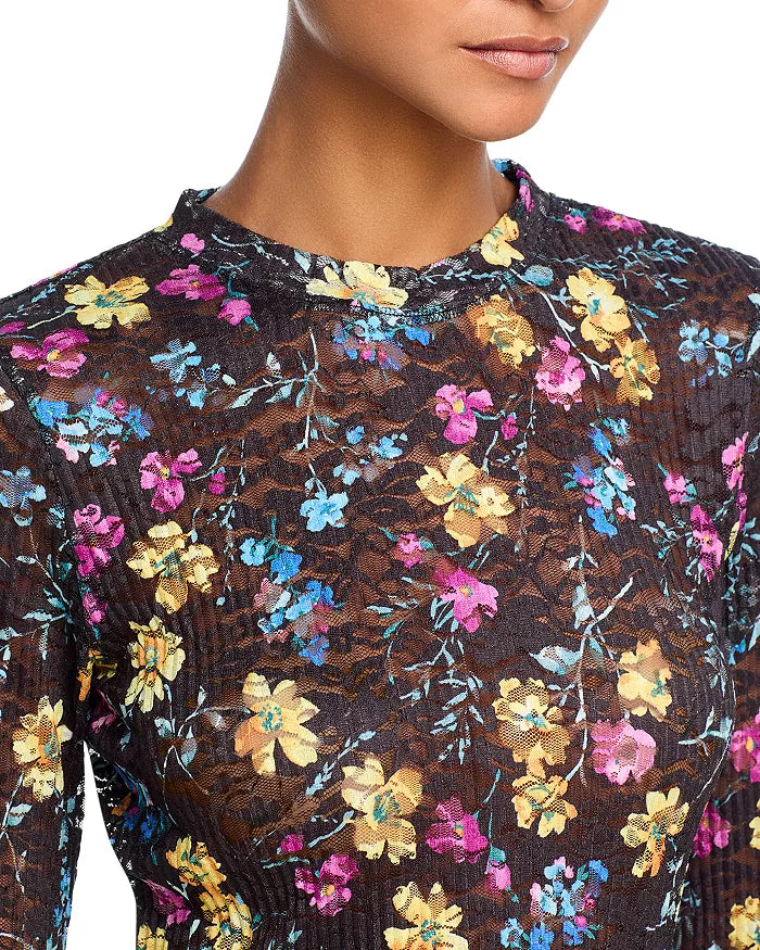 AIIZIE FLORAL PUCKERED LACE TOP - product image