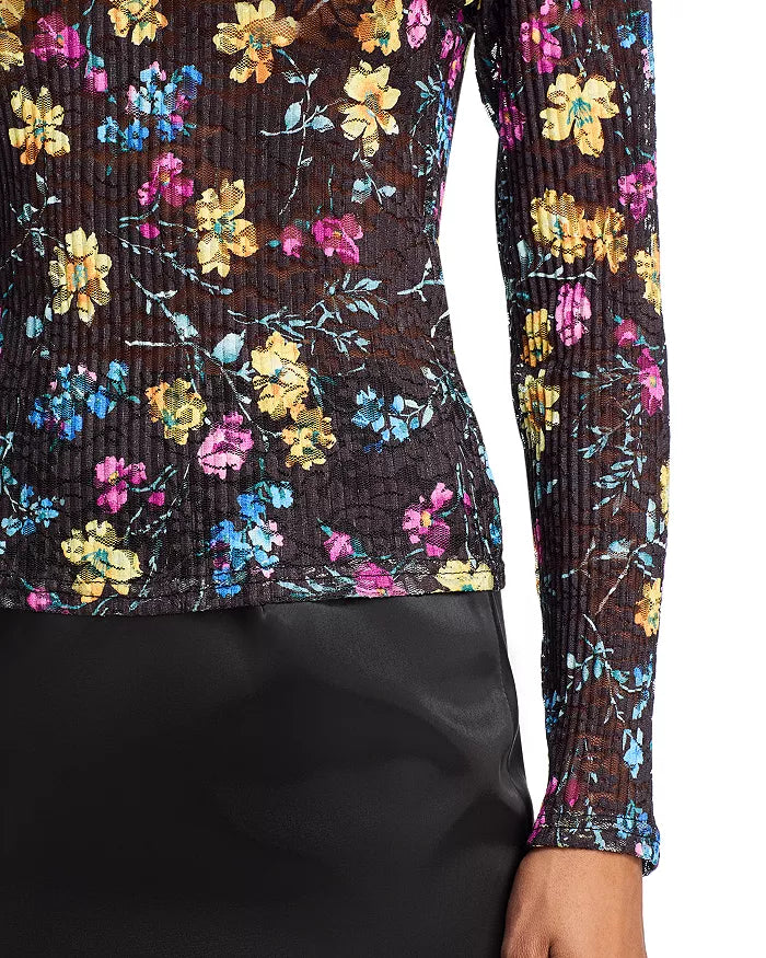 AIIZIE FLORAL PUCKERED LACE TOP - product image