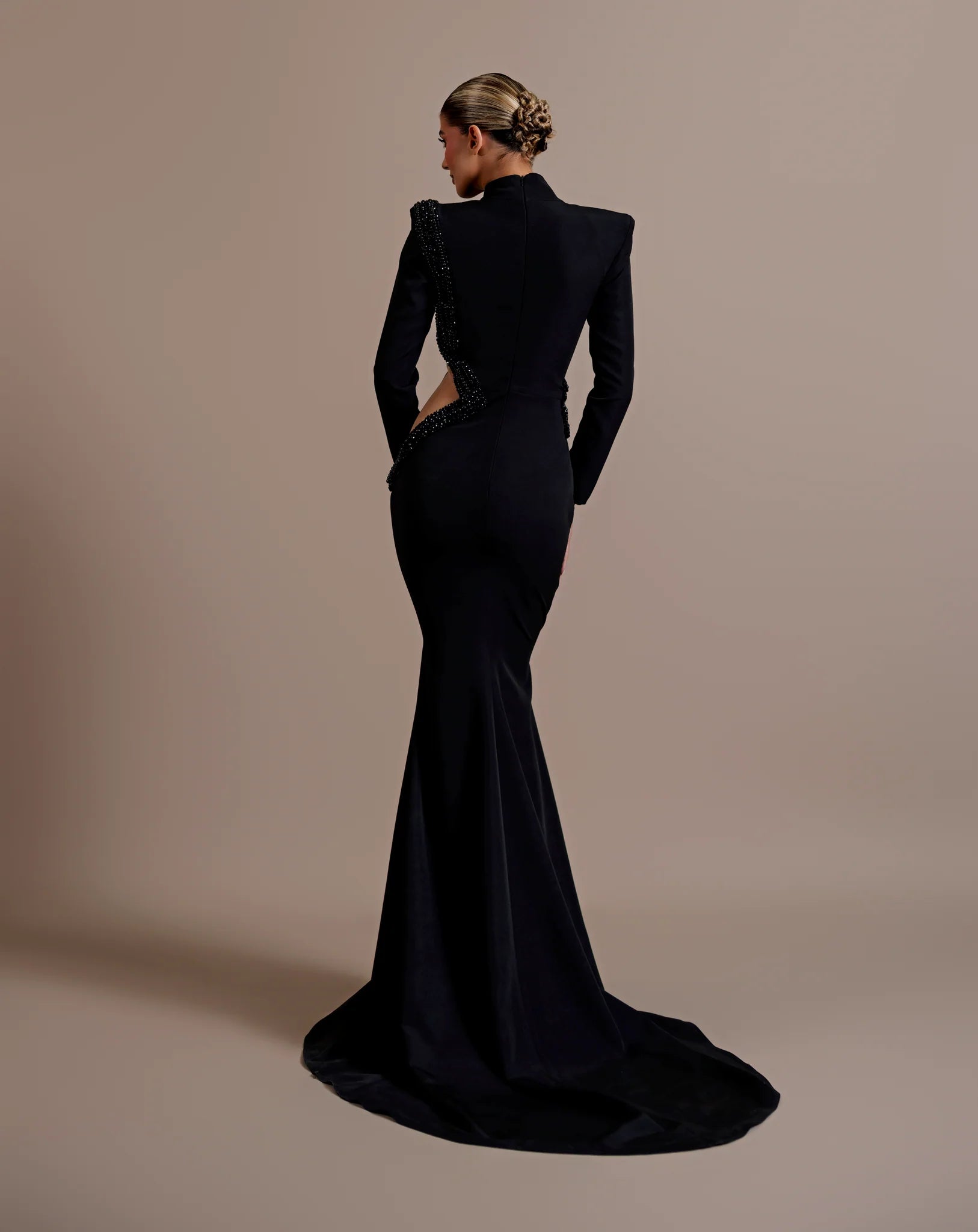 angela cut out Diamond bandage bodycon maxi dress in black