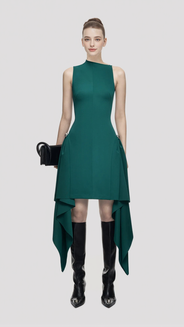 AIIZIE AMATO SLEEVELESS FRINGE MINI DRESS IN GREEN - product image