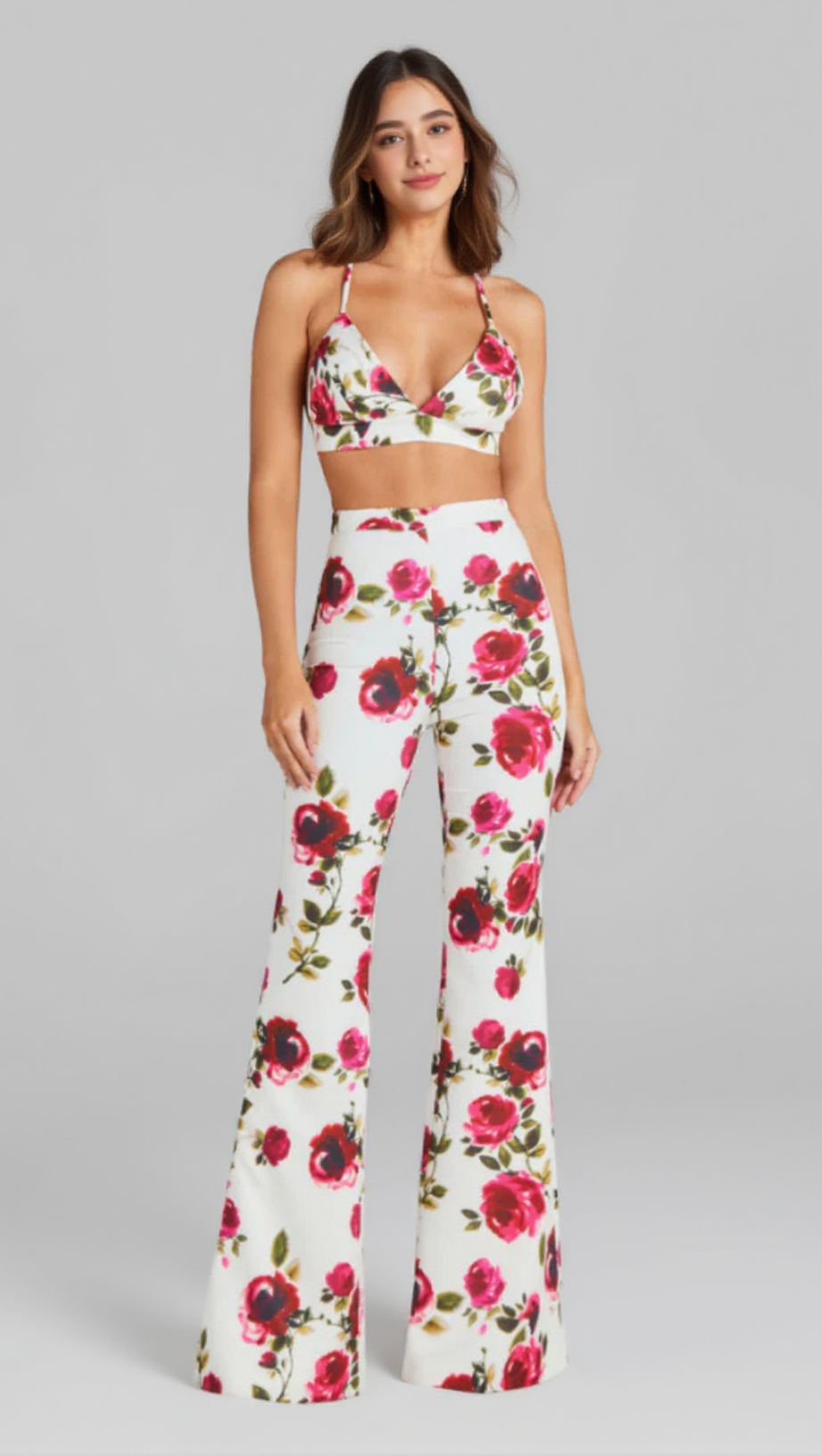 Bedrucktes Langarmhemd, Hosenträgerhose, Anzug