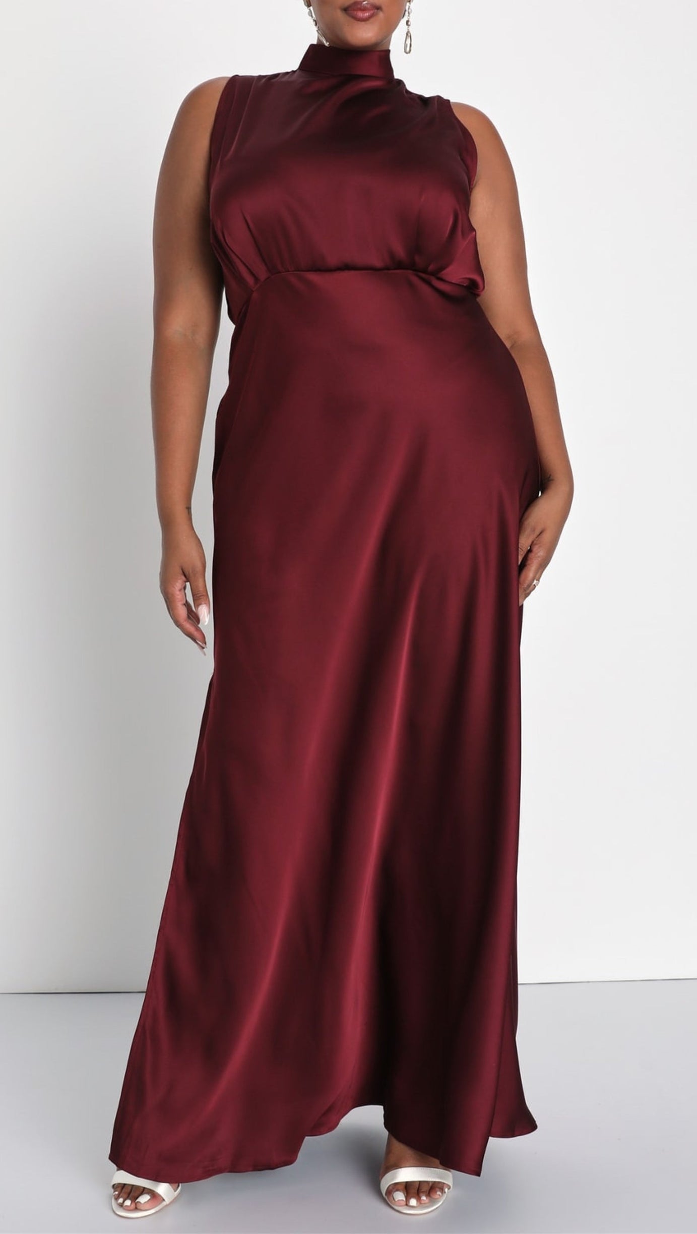 WINE SATIN MAXI DRESS