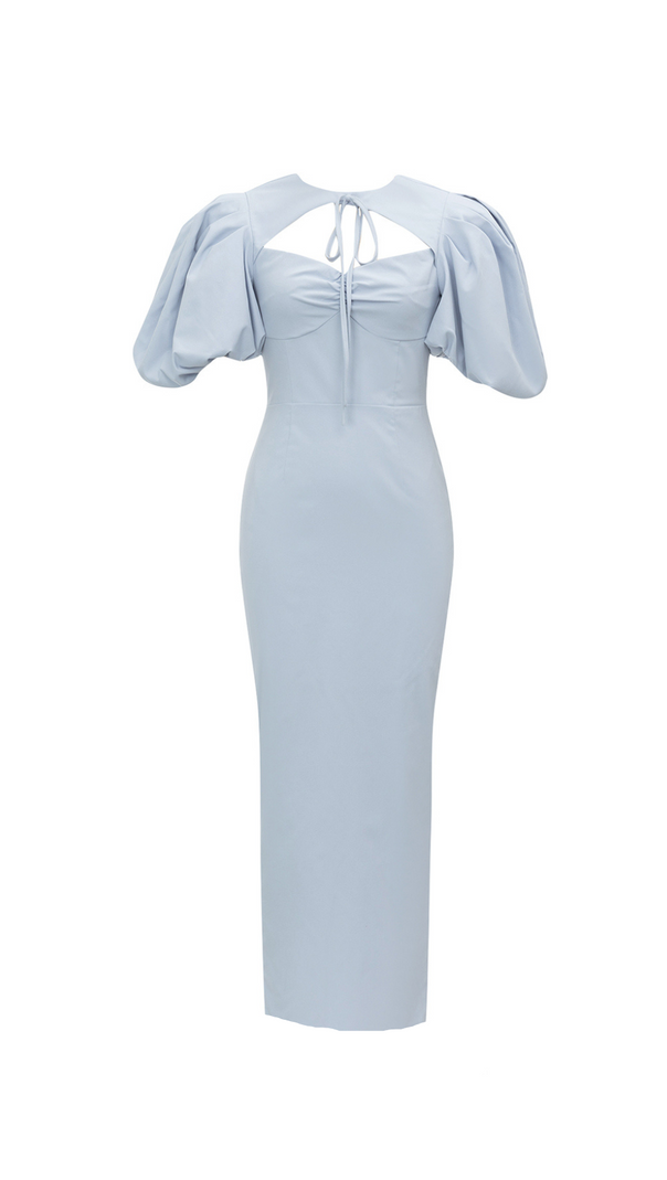 AIIZIE INGRID LANTERN SLEEVE CUTOUT BODYCON MAXI DRESS IN GREY - product image