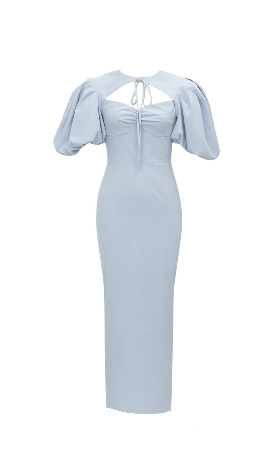 INGRID LANTERN SLEEVE CUTOUT BODYCON MAXI DRESS IN GREY