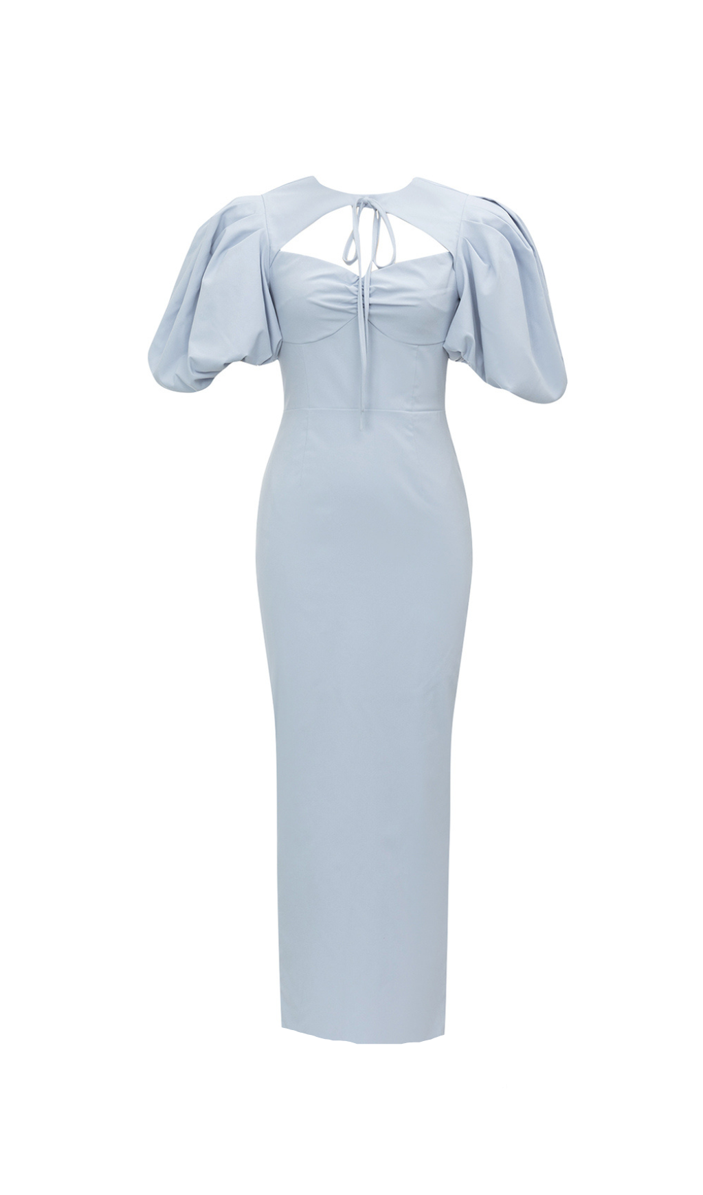 INGRID LANTERN SLEEVE CUTOUT BODYCON MAXI DRESS IN GREY