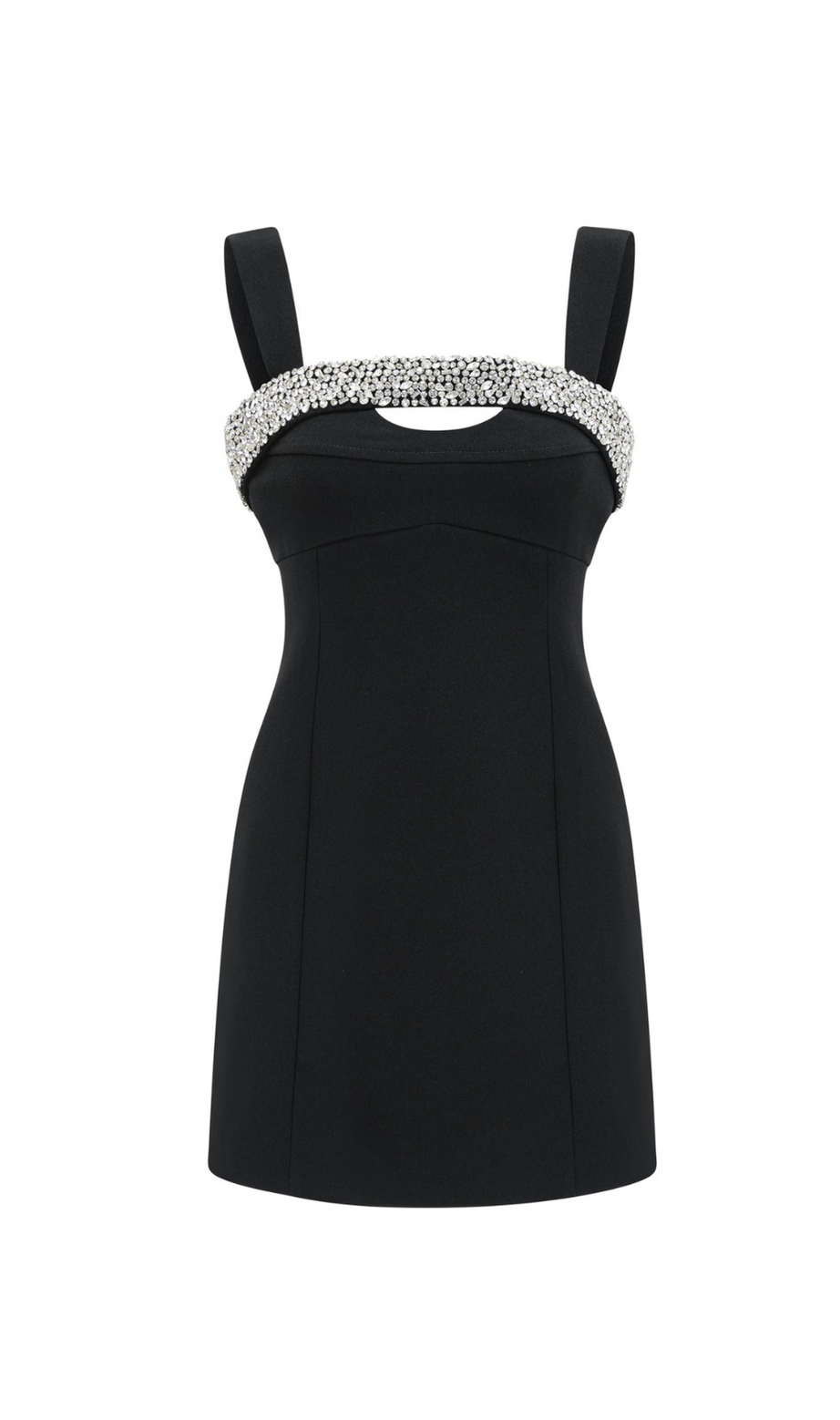 MINIKLEID MIT KRISTALLVERZIERUNG UND CUT-OUTS IN SCHWARZ