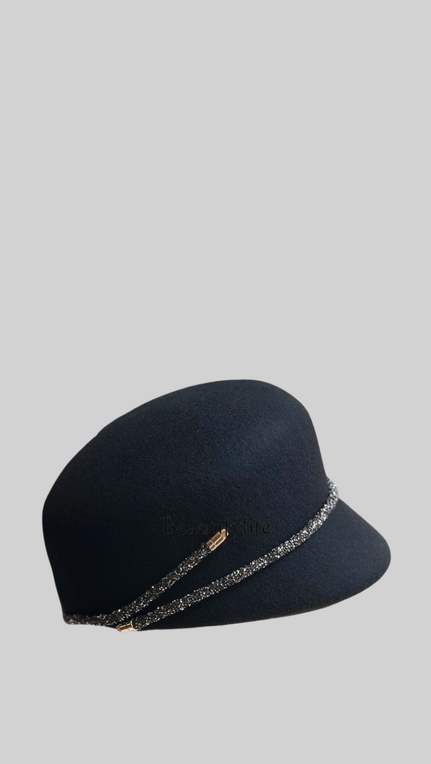 Short Brim Hat With Wrapped Detail - Black
