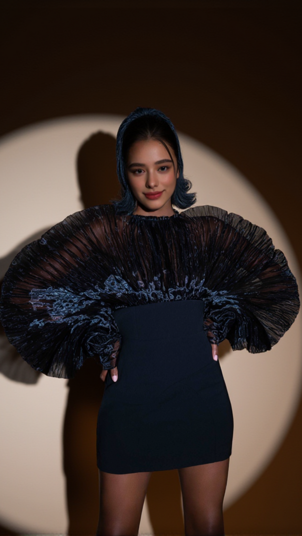 AIIZIE ALISA MUSHROOM CORSET DRESS IN BLACK - product image