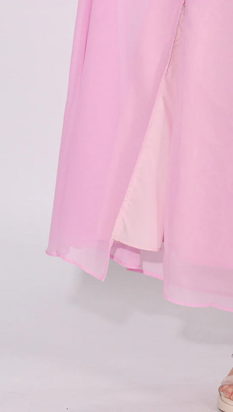 ASCELLA FLOWER SHOULDER MAXI DRESS IN PINK