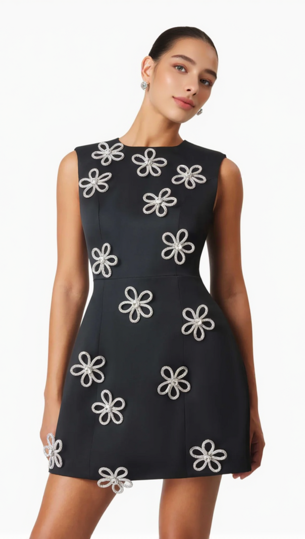 AIIZIE MAIARA DIAMANTE MINI DRESS IN BLACK - product image