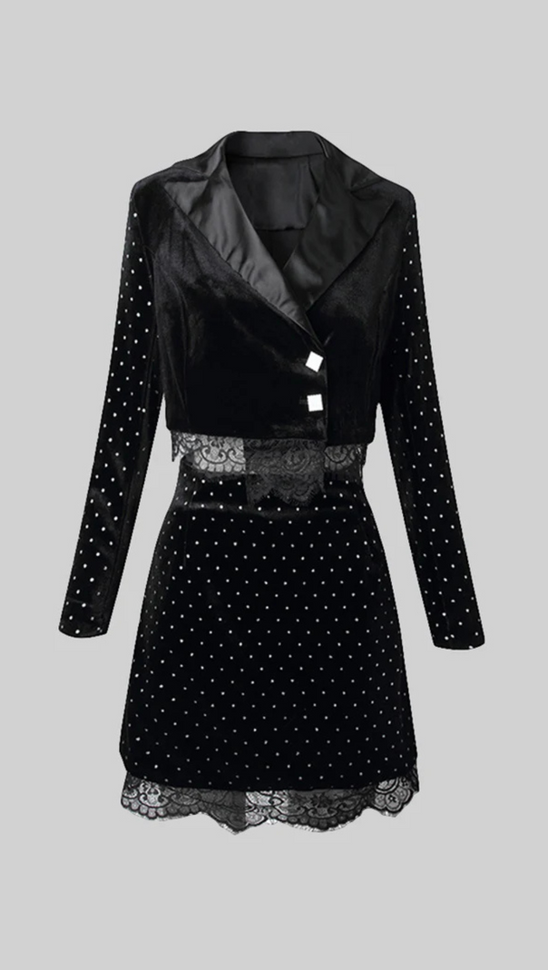 AIIZIE VELVET CO-ORD WITH LACE - product image