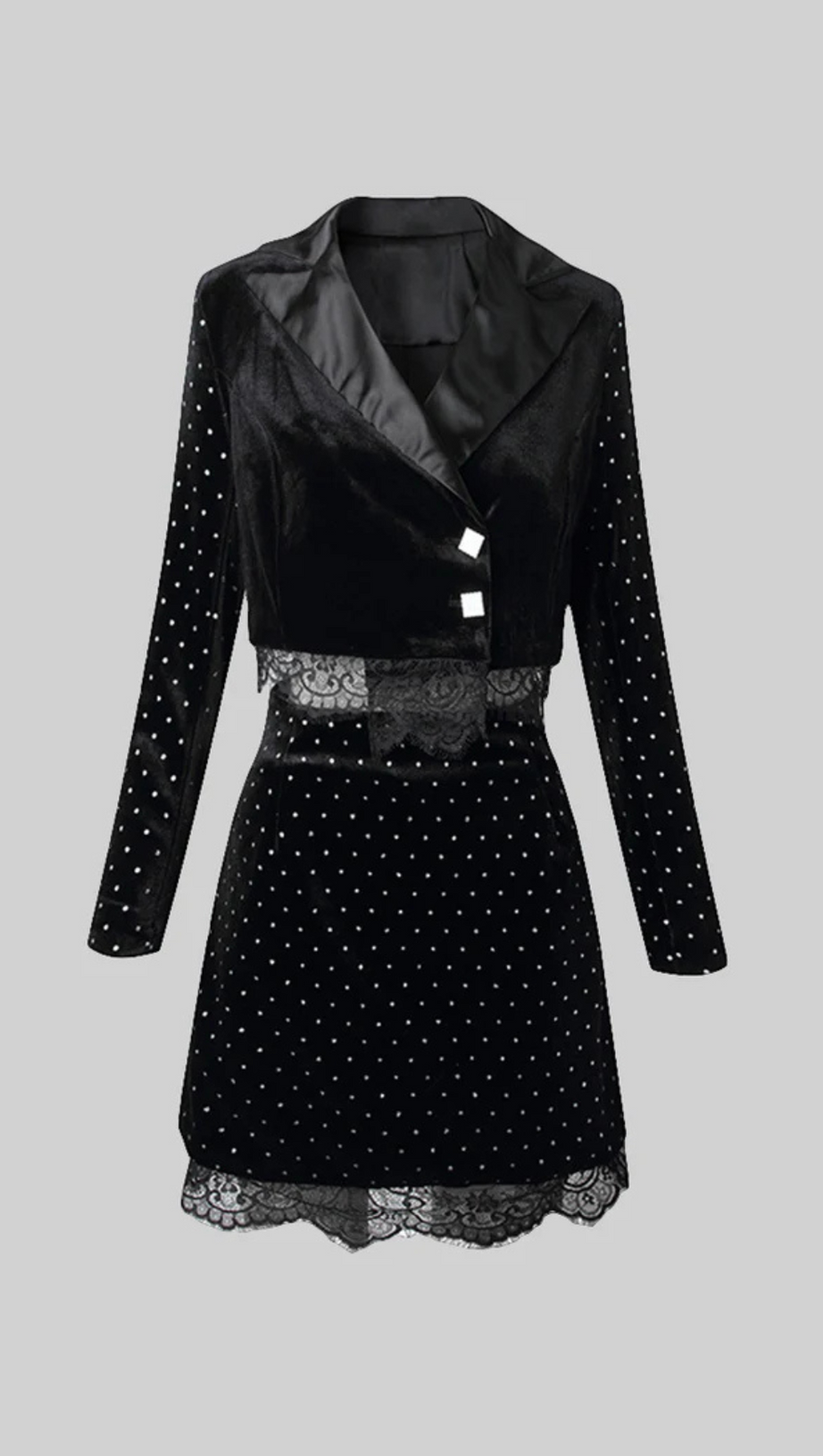 VELVET CO-ORD WITH LACE