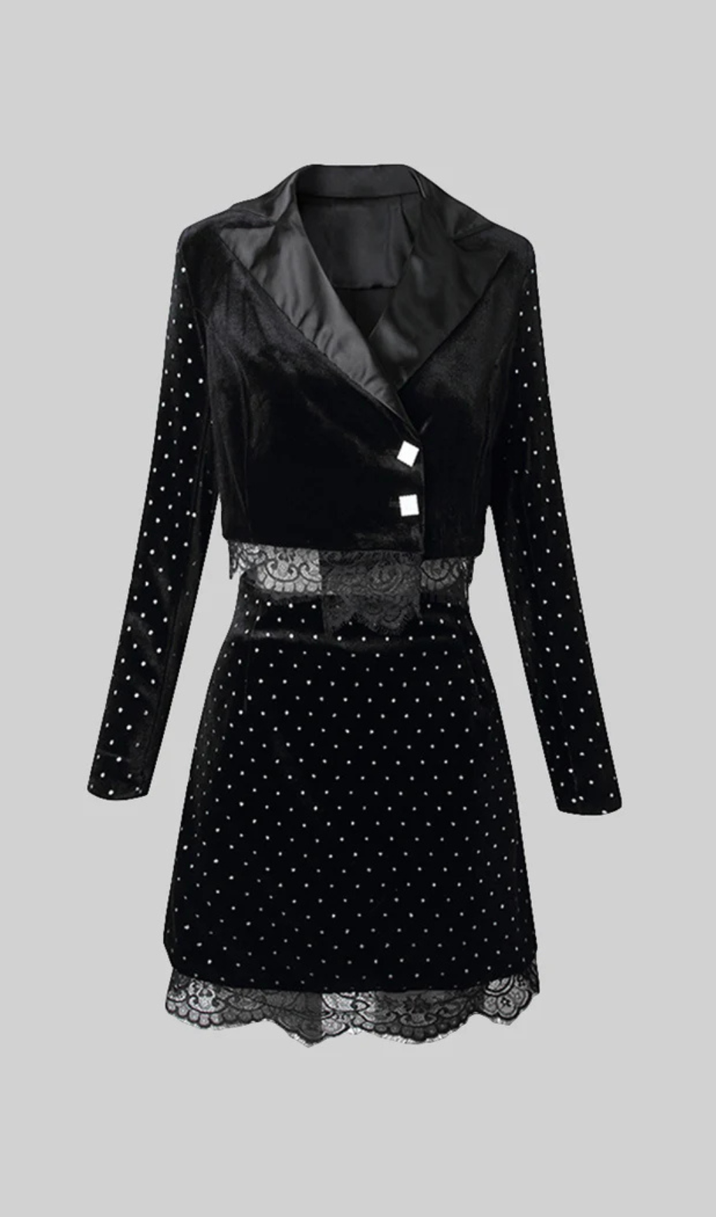 VELVET CO-ORD WITH LACE