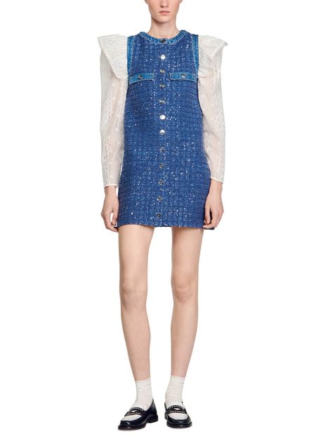 PALMARE TWEED MINI DRESS IN BLUE