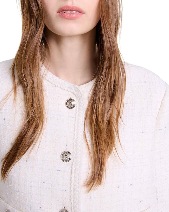 AIIZIE VOYCE BRAIDED TWEED CARDIGAN IN ECRU - product image