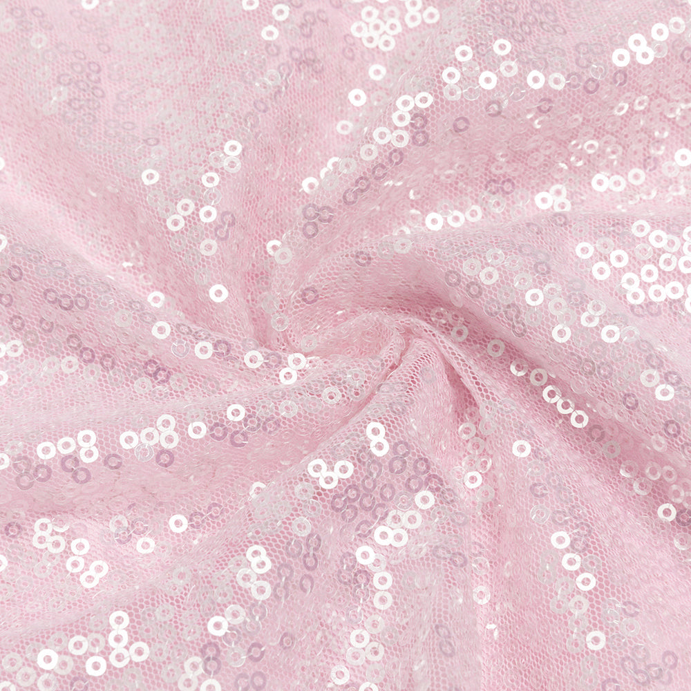 AIIZIE ELVA PINK RUFFLE TRIM HIGH SLIT SEQUIN MIDI DRESS - product image