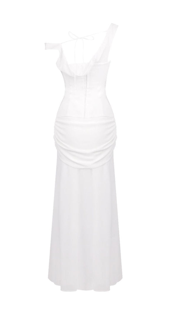 AIIZIE ISTAS WHITE CORSET MAXI DRESS | ELEGANT ONE-SHOULDER BRIDAL & GALA GOWN - product image