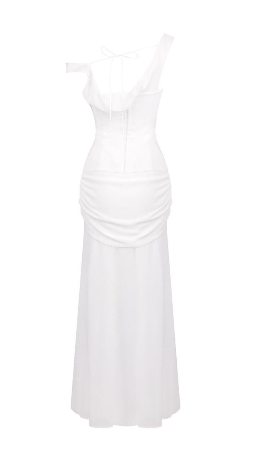 ISTAS WHITE CORSET MAXI DRESS | ELEGANT ONE-SHOULDER BRIDAL & GALA GOWN