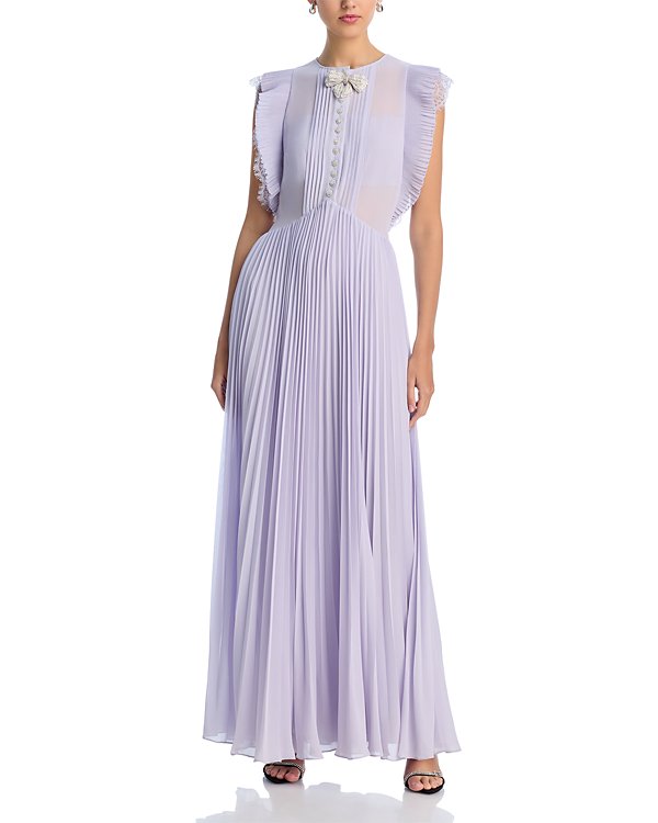 CHIFFON RUFFLED MAXI DRESS IN LILAC