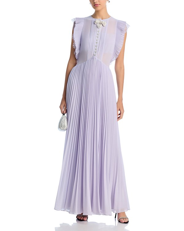 CHIFFON RUFFLED MAXI DRESS IN LILAC