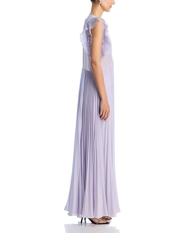 CHIFFON RUFFLED MAXI DRESS IN LILAC