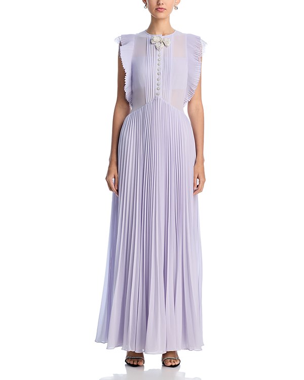 CHIFFON RUFFLED MAXI DRESS IN LILAC