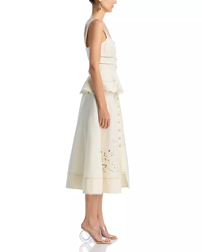 AIIZIE PEPLUM HOLLOW MIDI DRESS IN BEIGE - product image