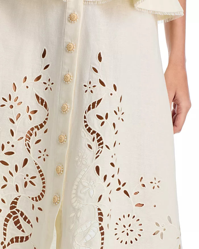 AIIZIE PEPLUM HOLLOW MIDI DRESS IN BEIGE - product image