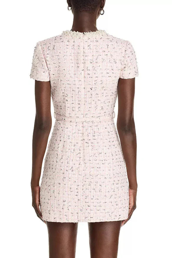 AIIZIE EMBELLISHED BOUCLÉ MINI DRESS IN PINK - product image
